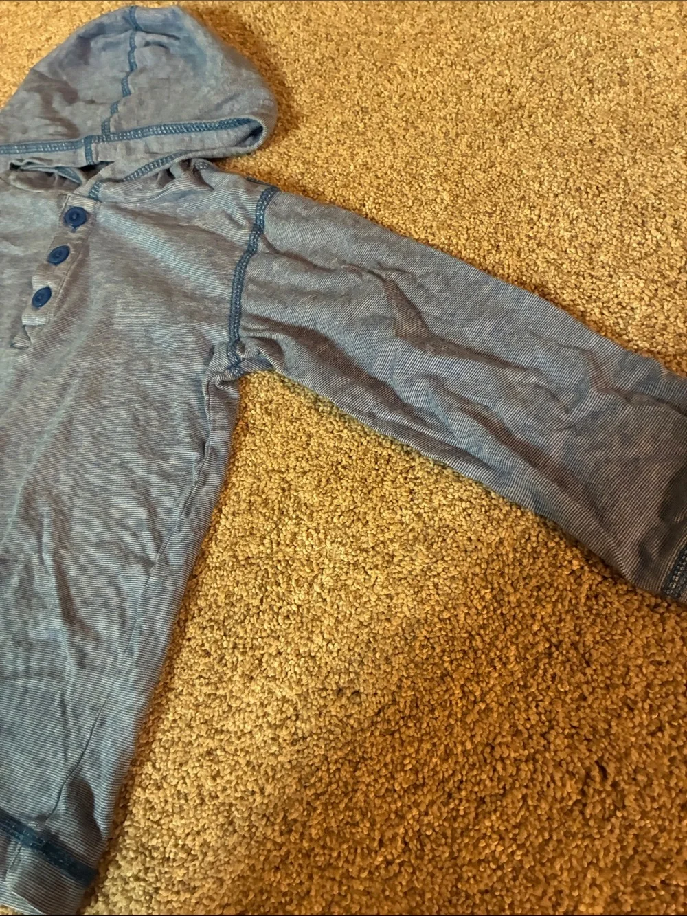 Gymboree Kids Lightweight Blue Long Sleeve Hooded Henley Top Size 5